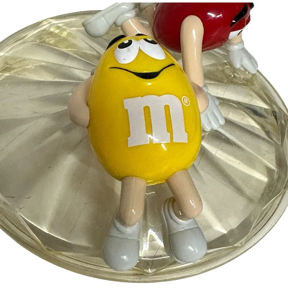 Vintage M&M‎ Candy Dish Lidded Bowl Clear Acrylic Plastic Faceted Collectible